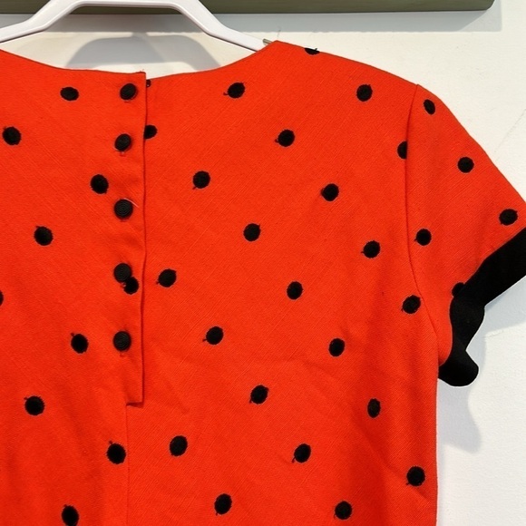 Vintage 90s chetta B ladybug red black dot embroidered mini dress size 10 - Picture 7 of 7